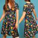 Anthropologie Dresses | Anthro Maeve Bloedel Floral Butterfly Print Black Dress Size 0 Minor Flaw | Color: Black/Blue/Green/Red/Yellow | Size: 0
