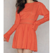 Free People Dresses | Free People | Victorian Waisted Mini Dress Embroidered Bell Sleeves Smocked | Color: Orange | Size: 2