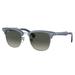 Ray-Ban RB3507 Clubmaster Aluminum Sunglasses Brushed Blue On Silver Frame Grey Gradient Lens 51 RB3507-924871-51