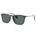 Ray-Ban RB4187F Chris Sunglasses - Men's Transparent Green Frame Dark Grey Polar Lens Asian Fit 54 RB4187F-666381-54