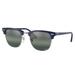 Ray-Ban RB3016F Clubmaster Sunglasses Blue On Silver Frame Polarized Dark Blue Mirror Lens Asian Fit 55 RB3016F-1366G6-55