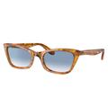 Ray-Ban RB2299 Lady Burbank Sunglasses - Women's Amber Tortoise Frame Clear Gradient Blue Lens 55 RB2299-13423F-55