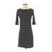 French Connection Casual Dress - Sheath Crew Neck 3/4 sleeves: Black Print Dresses - Women's Size 2