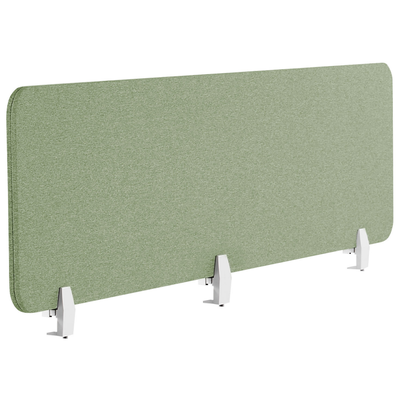 Schreibtisch Trennwand Hellgrün Stoff PET Kunststoff 180 x 40 cm zum Aufstellen Klemmen Schallschutz Sichtschutz Pinnwan
