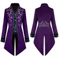 Hommes Steampunk Victorien Gothique Veste Vintage Violet Velours Frac Médiévale Redingote Uniforme