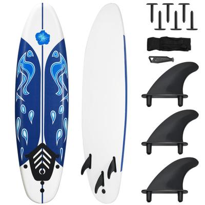 Costway 6 Feet Surfboard with 3 Detachable Fins-Wh...