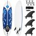 Costway 6 Feet Surfboard with 3 Detachable Fins-White