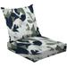 2-Piece Deep Seating Cushion Set Floral seamless blue green white Ficus Elastica rubber plant white Outdoor Chair Solid Rectangle Patio Cushion Set
