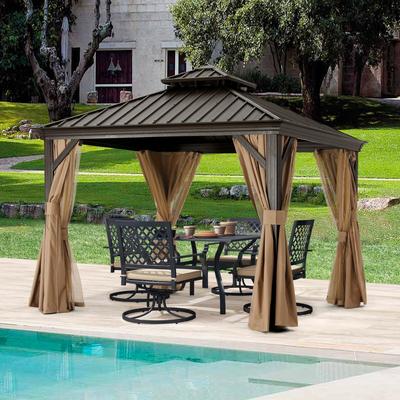 ABCCANOPY Outdoor Hardtop Gazebo with Galvanized Steel Double Roof