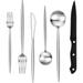 48-Piece Matte Black Silverware Set with Steak Knives, Stainless Steel Flatware Set for 8, Satin Finish Tableware Cutlery