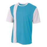 A4 Youth Active Performance Short Sleeve Crew Neck Legend Color Block Sports Soccer Wear Jersey ELECTRIC BLUE WHITE Medium NB3016
