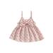 Qtinghua Toddler Baby Girls Sling Dresses Front Bowknot Halter Checkerboard Summer Sundress Princess Casual Dress Pink 18-24 Months