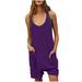 pstuiky Jumpsuits for Women Dressy Sleeveless Jumpsuits Printed Loose Casual Jumpsuits Casual Summer Overalls Cotton Linen Shorts Rompers Jumpsuits Wide Pocket Leisure Jumpsuits Purple L