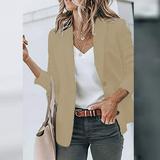 Leesechin Womens Blazer Thin Button Long Sleeve Tops Blouse Shirt Plus Size Models Solid Small Suit Top on Clearance