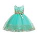 B91xZ Tulle Prom Dress 2023 New Children s Dress Lace Wedding Skirt Princess Dress Attended The Baby Fall Outfits for Girls Green 6-7Years