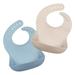 2 Pack Silicone Baby Bibs for Babies & Toddlers Soft & Adjustable Waterproof Bibs Unisex Feeding Bibs-Blue&Beige