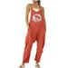 JWZUY Women s Summer Casual Jumpsuits V Neck Sleeveless One Piece Pants Romper with Pockets Orange XXL