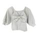 ZIZOCWA Cute Baby Girl Clothes T Shirt Long Sleeve Women Kids Toddler Baby Girls Solid Bowknot Long Ruffled Sleeve Blouse Tops Outfits Clothes Grey Grey90