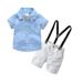 Miluxas Kids Clothing Clearance Toddler Boys Clothes Short Sleeve Bowtie Shirt+Straps White Shorts Outfits Suits Gentleman Tuxedos Yellow 3-4 Years