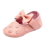 0-3 Months Baby Girls Shoes Infant Mary Jane Flats Princess Wedding Dress Baby Sneaker Shoes Toddler Kid Baby Girls Princess Cute Toddler Solid Color Soft Leather Bow Shoes Pink