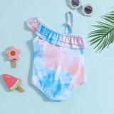 Gubotare Summer Toddler Girls Ruffles 1 Piece Swimwear Beach Onesie Swimsuit Bikini Swimwear Girls 8 10 Blue 18-24 Months