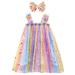 Rovga Toddler Girl Dress Clothes Sleeveless Rainbow Tie Dyed Star Sequin Tulle Ruffles Princess Dresss Dance Party Dresses Clothes