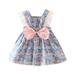 New Small Medium Sized Girls Summer Dress Fashion Floral Belt Princess Vest A Line Dress With Big Bowknot Baby Girl Clothes