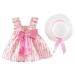 ZHAGHMIN Girls Dress With Cardigan Princess Kids Ruched Hat Girls Floral Bow Toddler Clothes Dress Watermelon Baby Girls Dress&Skirt Baseball Smocked Dress Dresses Size 8 Girls Dress Girls Size10 Bi