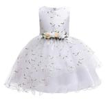 B91xZ Prom Dresses For Teens Kid Children Girl Sleeveless Floral Embroidered Tulle Ball Gown Princess Prom Dress Size 6 Dress White 8 Years