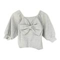 ZHAGHMIN Teens Girls Trendy Clothes Kids Toddler Baby Girls Solid Bowknot Long Ruffled Sleeve Blouse Tops Outfits Clothes Winter Clothes Size4T for Girls Light Shirts for Kids Baby Tee Shirts Girls