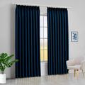 Amay Blackout Double Pinch Pleated Curtains Panel Navy Blue Solid 72 Inch Wide by 120 Inch Long- 1Panel