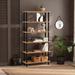 East Urban Home 66.3" H x 31.5" W Solid Wood Etagere Bookcase Wood in Black/Brown | 66.3 H x 31.5 W x 11 D in | Wayfair