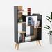 East Urban Home Jette 49.7" H x 32.4" W Geometric Bookcase Wood in Brown/Gray | 49.7 H x 32.4 W x 8.7 D in | Wayfair