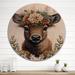 Redwood Rover Cute Baby Bison w/ Floral Crown - Animals Wood Wall Art - Natural Pine Wood in White | 36 H x 36 W x 1 D in | Wayfair