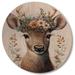 Loon Peak® Cute Baby Caribou w/ Floral Crown I - Modern Wood Wall Art - Natural Pine Wood in Brown/Green/White | 29 H x 29 W x 1 D in | Wayfair