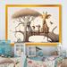 Zoomie Kids Giraffe & Elephant w/ Kids - Print on Canvas in Brown/White | 12 H x 20 W x 1 D in | Wayfair E54969C4D3EA43018A2ED45A25A01F51