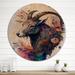 Rosalind Wheeler Cute Goat Floral Art II - Animals Wood Wall Art - Natural Pine Wood in Blue/Brown/Red | 23 H x 23 W x 1 D in | Wayfair