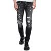 Straight-Jeans RUSTY NEAL "MINO", Herren, Gr. 33, US-Größen, schwarz (blau), 98% Baumwolle, 2% Elasthan, unifarben, casual, Jeans Destroyed-Jeans, in klassischem Look