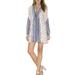 Free People Dresses | Free People Women’s Ivory Blue Boho Pebble Rain Tunic Dress Size M | Color: Blue/Cream | Size: M