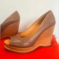 Michael Kors Shoes | Michael Kors Peep Toe Wedge | Color: Tan | Size: 7.5