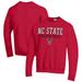 Men's Champion Red NC State Wolfpack Track & Field Stack Powerblend Pullover Sweatshirt