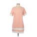 Shein Casual Dress - Shift Scoop Neck Short sleeves: Pink Color Block Dresses - Women's Size Medium