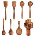 AIRPJ 8 - Piece Wood Cooking Spoon Set w/ Utensil Crock Wood in Brown | Wayfair US-CU-16