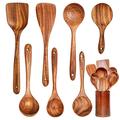 AIRPJ 8 -Piece Wood Cooking Spoon Set w/ Utensil Crock Wood in Brown | Wayfair US-CU-24