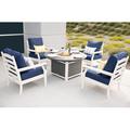 LuXeo Vail 48" Round Two-Tone Fire Pit Outdoor Table w/ 4 Aspen Deep Seating Chairs Plastic | Wayfair 48-WGG-1550W4