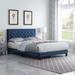 Rosdorf Park Cullin Tufted Low Profile Platform Bed Upholstered/Velvet in Blue | 45.5 H x 63.7 W in | Wayfair B72D0644FC1040459436D2CF6D7A7FA9