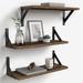 Latitude Run® Puneeta 3 Piece Metal Bracket Shelf Wood/Metal in Black/Brown | 4.7 H x 17 W x 6 D in | Wayfair 7574F8EEC26043D4B4E0C729D1AA8D0D