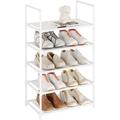 Rebrilliant 10 Pair Shoe Rack Plastic/Metal/Fabric in White | 38 H x 18 W x 9.8 D in | Wayfair 5FA4E1848B194B5BB656B9D201F2FE1C