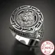 Bague en argent regardé 925 pour homme totem de loup rétro bague en argent thaïlandais tête de