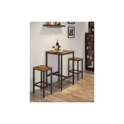 Vasagle Bartisch mit Barhocker-Set, Esstisch mit 2 Stühlen, Küchentisch klein 60 x 60 x 90 cm,